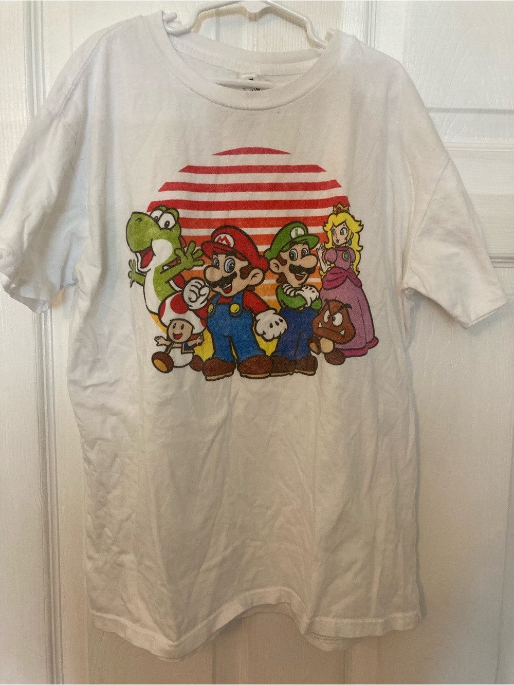 White Kids Graphic Tee Featuring Super Mario Characters